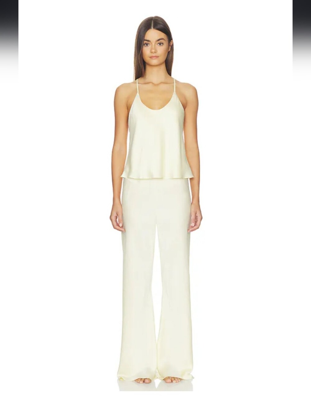 Washable Silk - Bias Cami Pant Set in French Butter